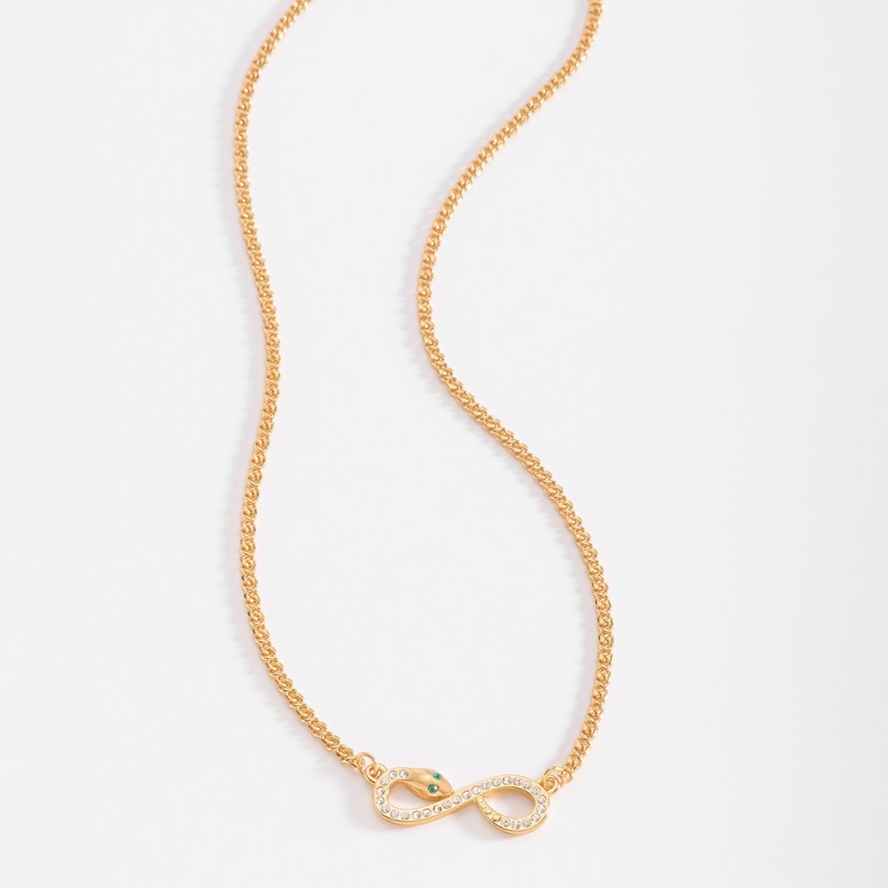 New Gold-Plated Necklace with Infinity Snake Pendant